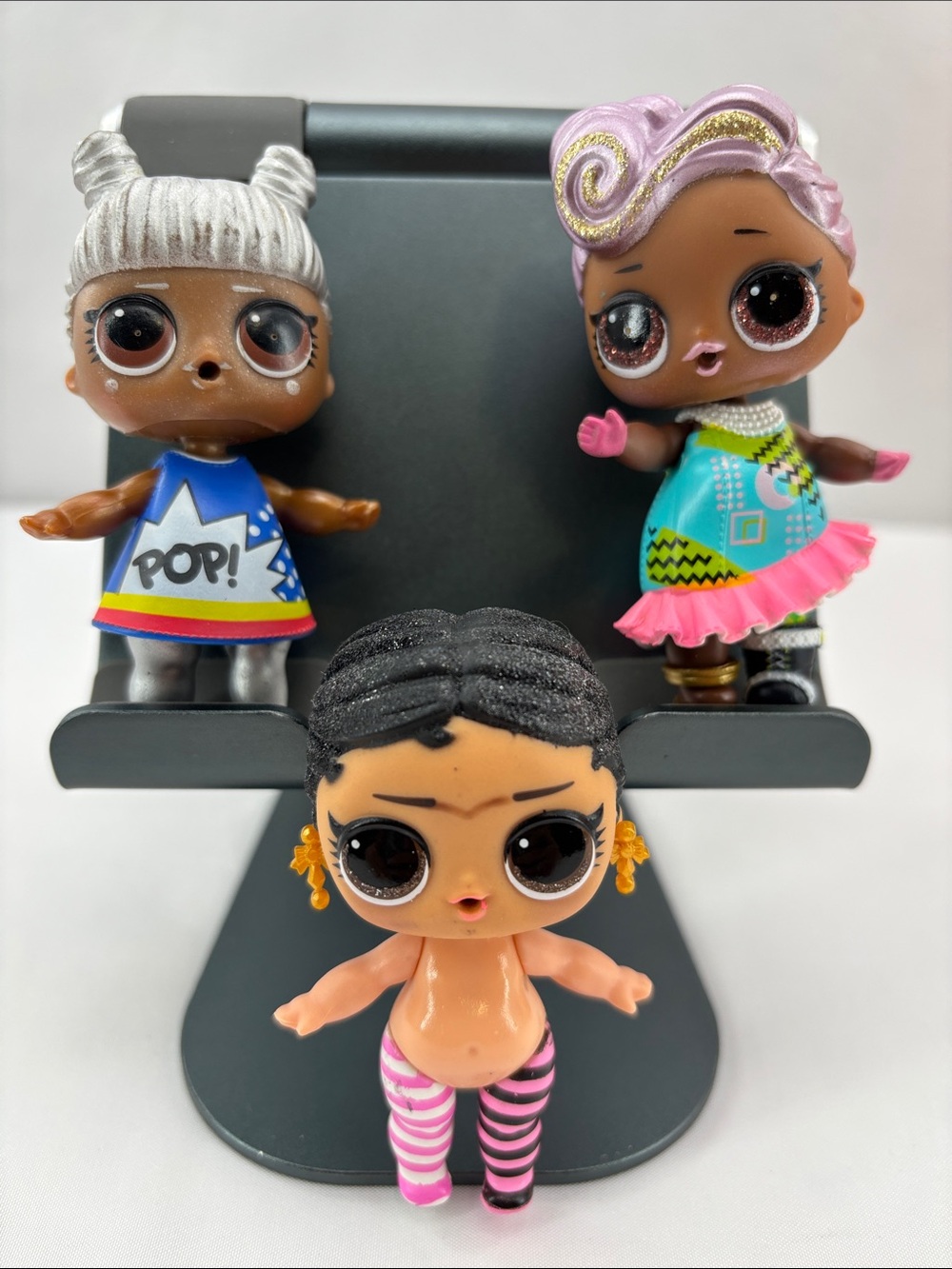 L.O.L. Mini Surprise! 3 Doll Trio with Pink, Black & Silver Accents-As Is #32